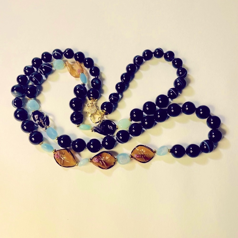Modern Long Gemstone Necklace